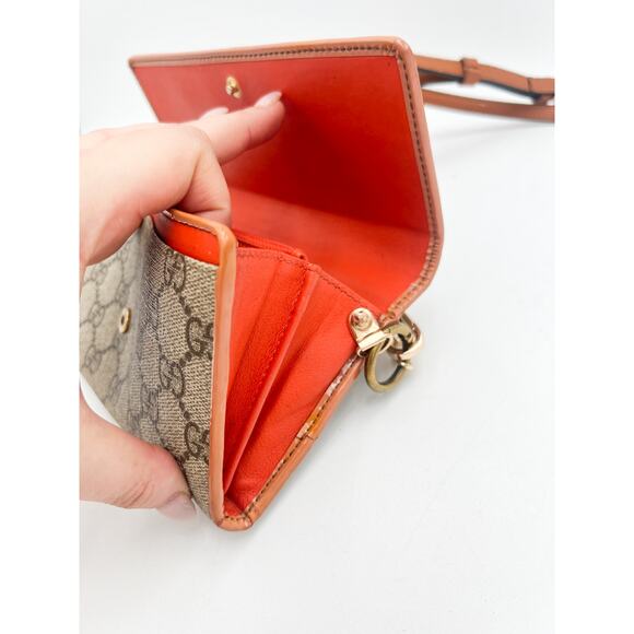 GUCCI GG Supreme Ribbon Beige Pink Orange Long Wallet Converted - Picture 8 of 15